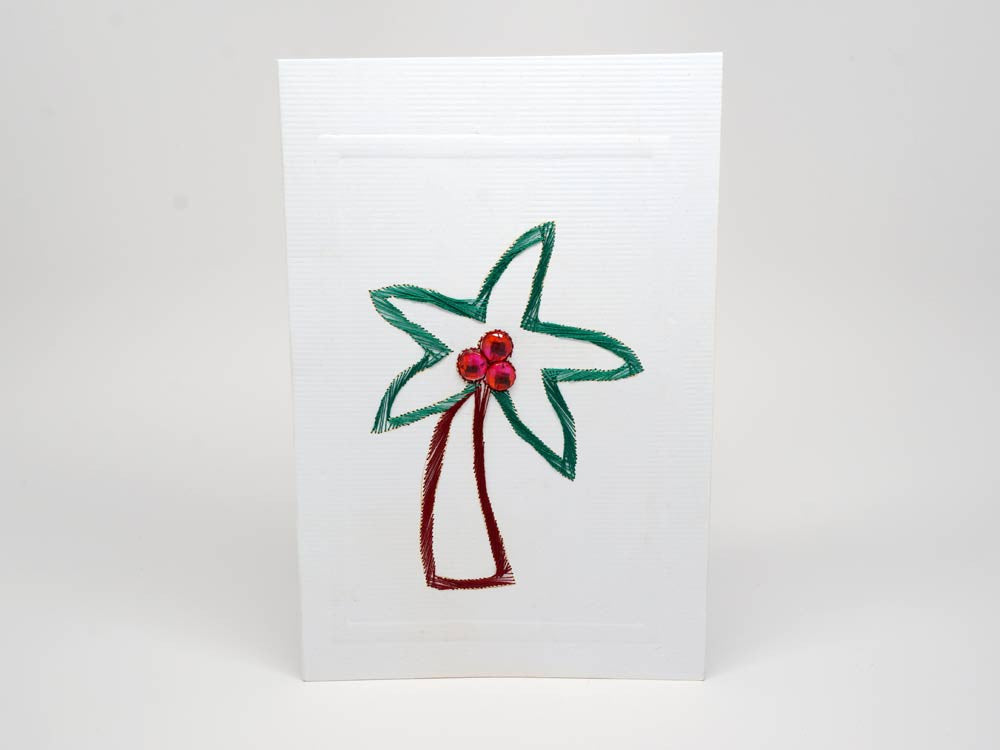 Greeting card - palm tree emboidery