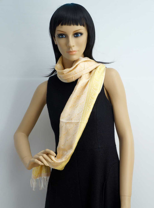 Golden cream pure silk elegant scarf
