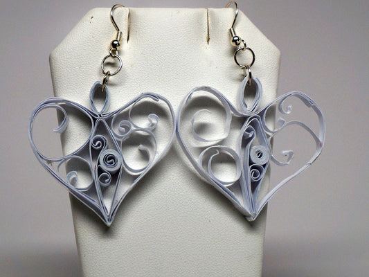 Heart shape handmade paper filigree earrigs