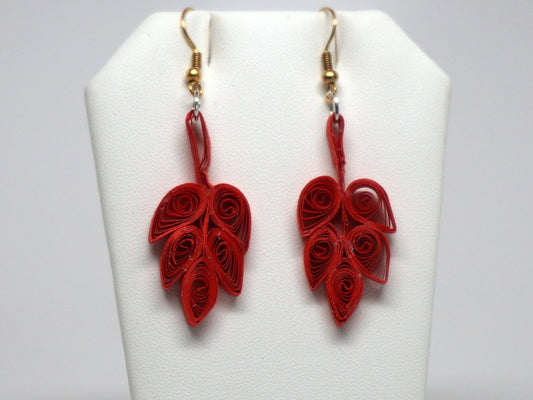 Leaves shape handmade paper filigree earrigs