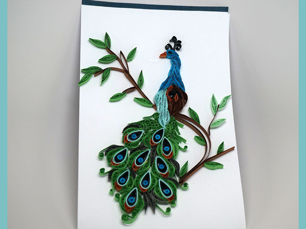 Paper filligree handmade peacock decorated card