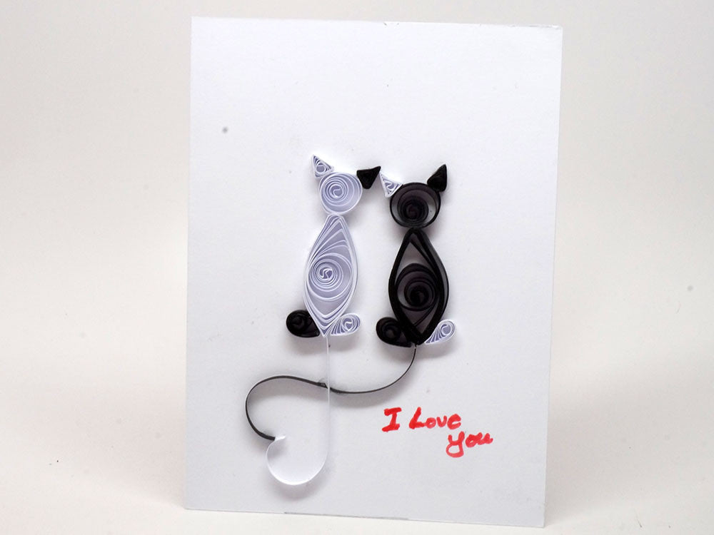 Paper filligree handmade lovers card