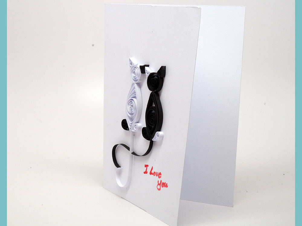 Paper filligree handmade lovers card