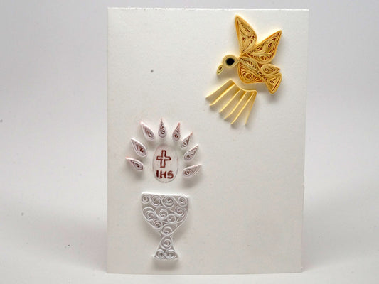 Paper filigree handmade Communion and Confirmation card