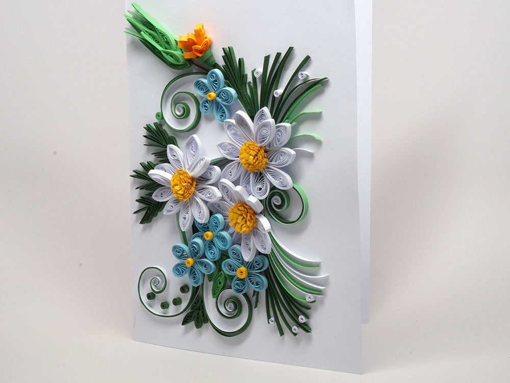 Paper filigree handmade special flowery Birthday card