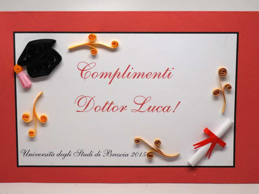 Paper filigree handmade graduation card