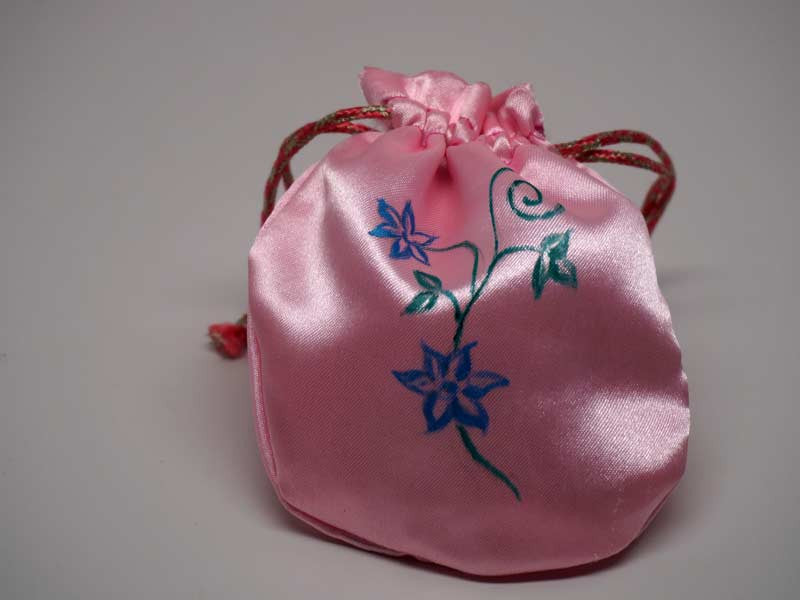 Pink pouch with handmade painting