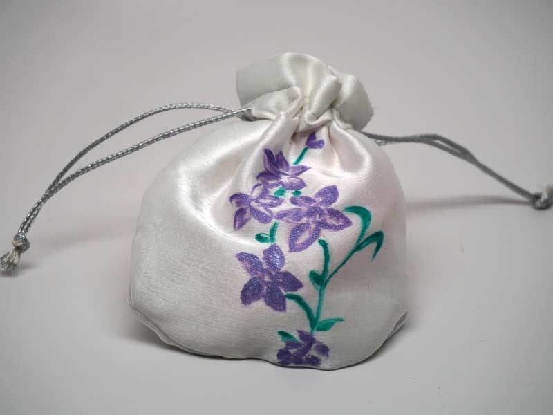 White pouch with handmade painting