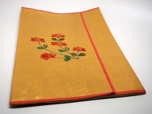 Folder with red flowers handmade embroidery