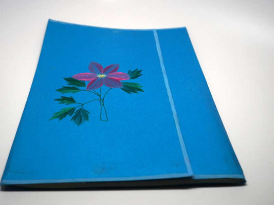 Folder with pink flower handmade embroidery