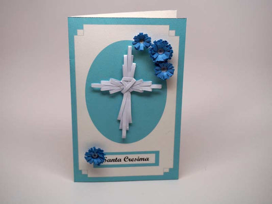 Paper filigree handmade card for Confirmation Sacrament