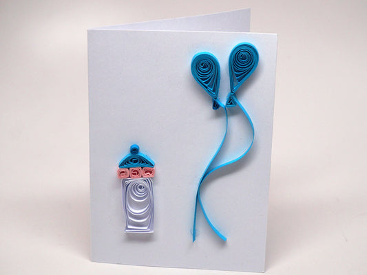Paper filigree handmade babies/children/Baptism small card