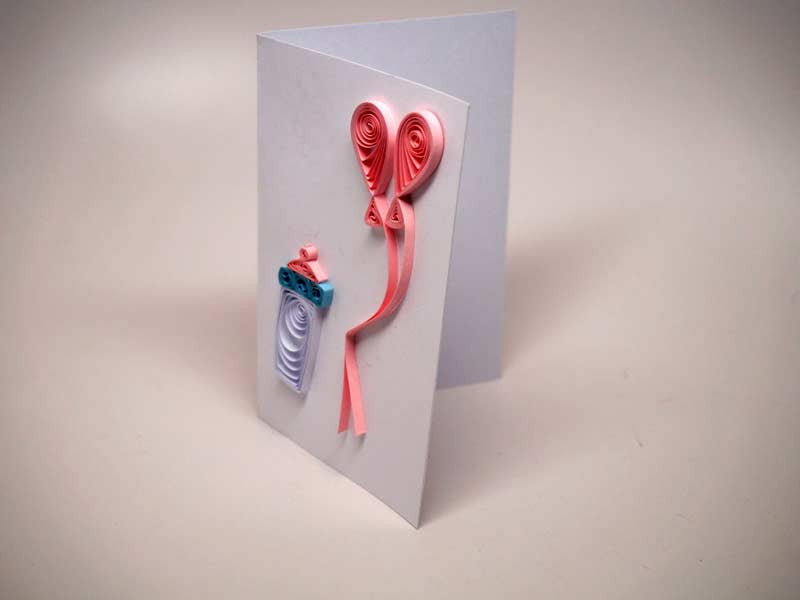 Small paper filigree handmade Baptism/new born baby girl card