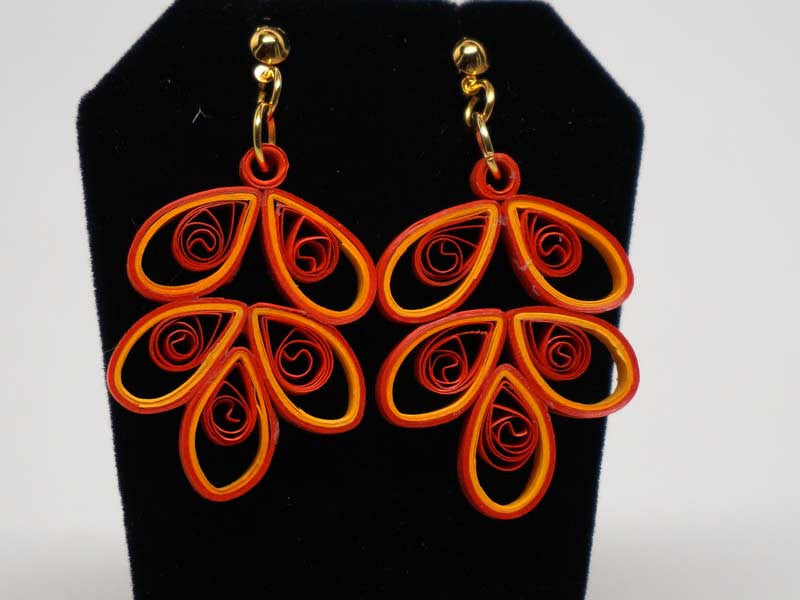 Handmade paper filigree leaves earrings