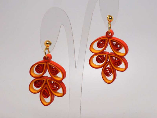 Handmade paper filigree leaves earrings
