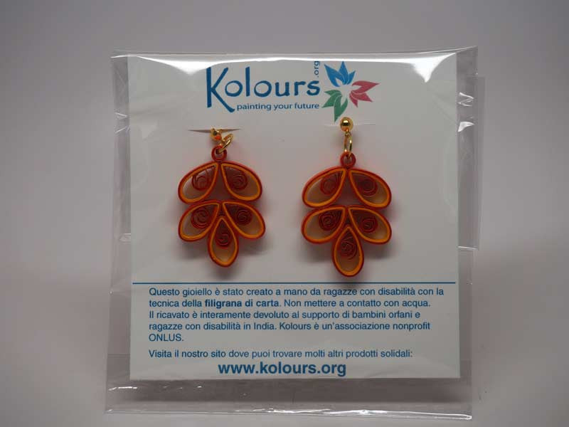 Handmade paper filigree leaves earrings