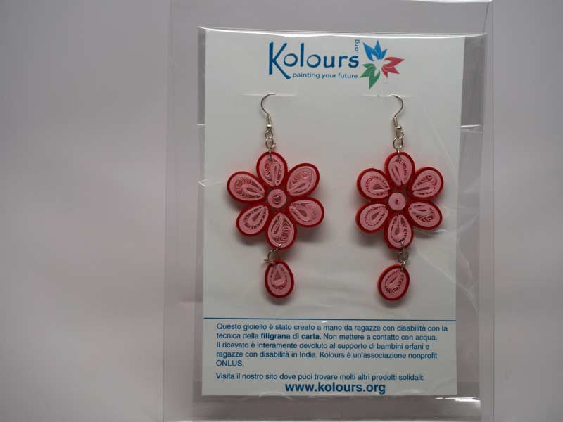Flower shape  handmade paper filigree earrigs