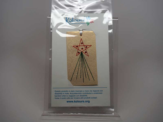 Christmas gift tag embroidered by hand with card