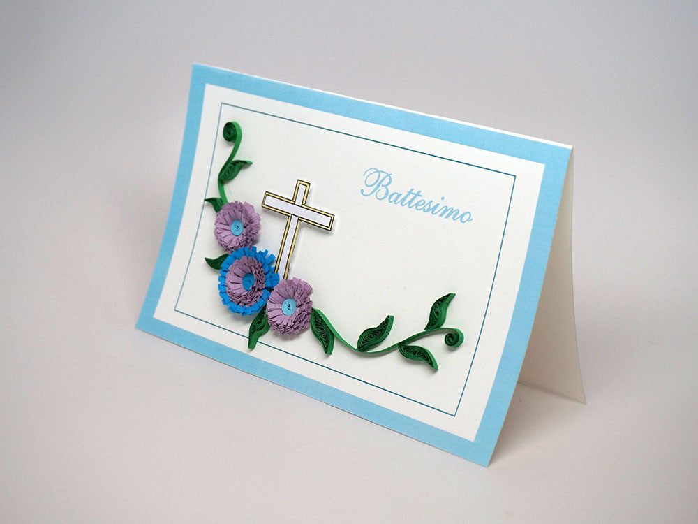 Paper filigree handmade Baptism card