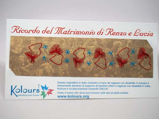 Wedding participation gift - embroidered bookmark with card
