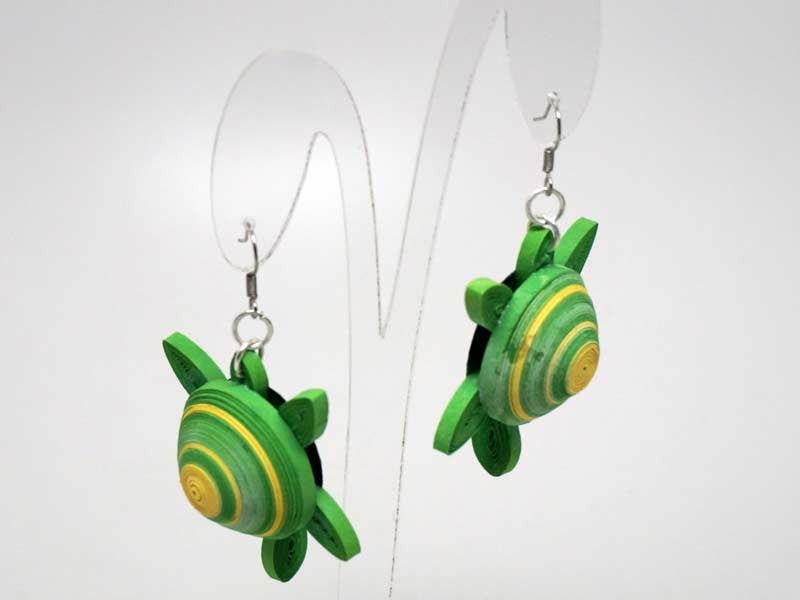 Turtle handmade paper filigree earrings
