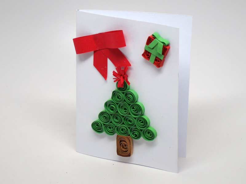 Christmas small card handmade with paper filigree