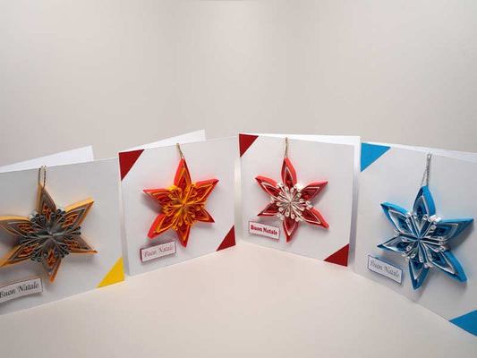 4 Christmas cards with removable decoration