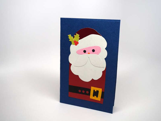 Christmas card - handmade Santa blue