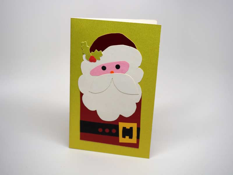 Christmas card - handmade Santa green
