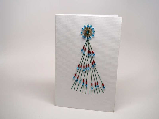Christmas card - handmade beads tree