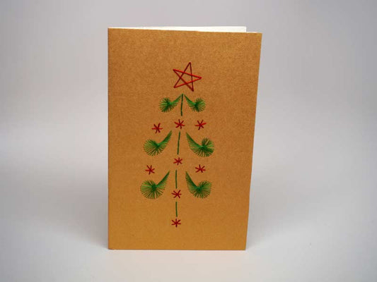 Christmas card - handmade embroidered tree
