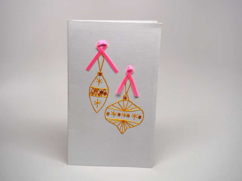 Christmas card - handmade embroidered decorations