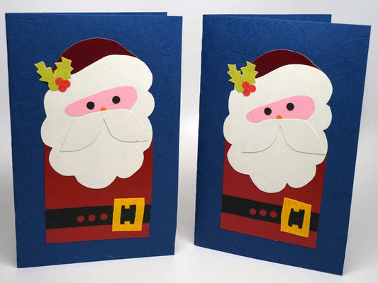 2 Christmas cards - handmade Santa