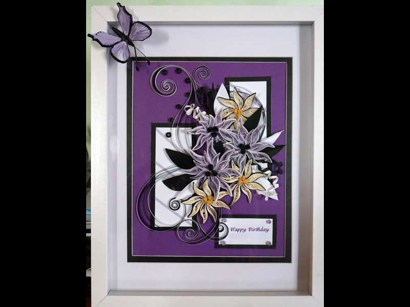 Paper filligree handmde 3D flowers frame