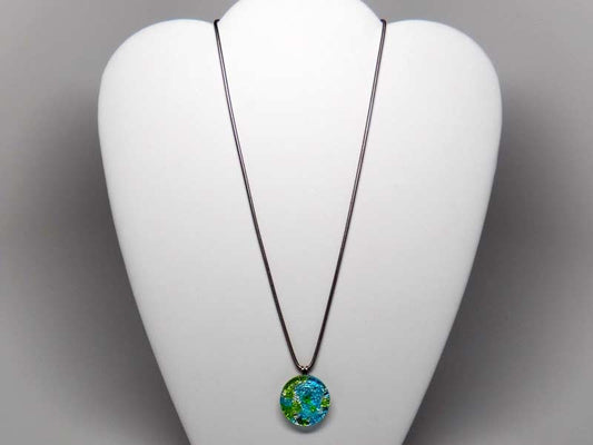 Kolourful glass pendant necklace - blue & green