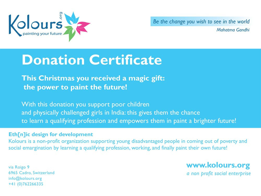 Christmas donation certificate 15 euros