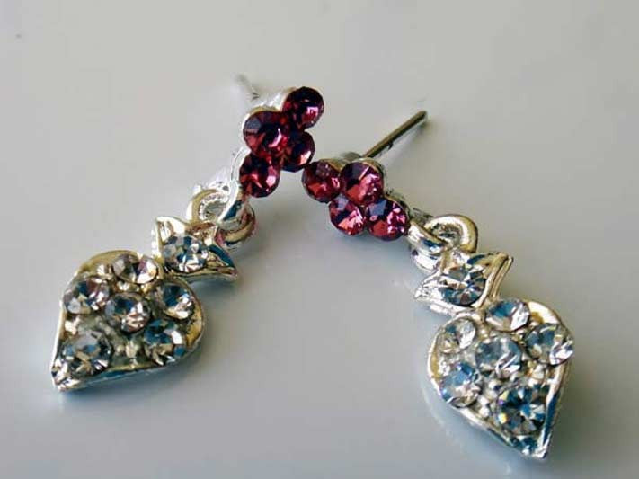 Silver and magenta earrings