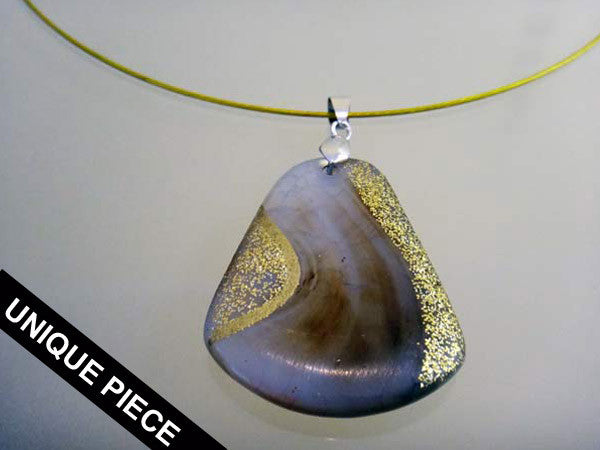 Hand-painted stone pendant necklace