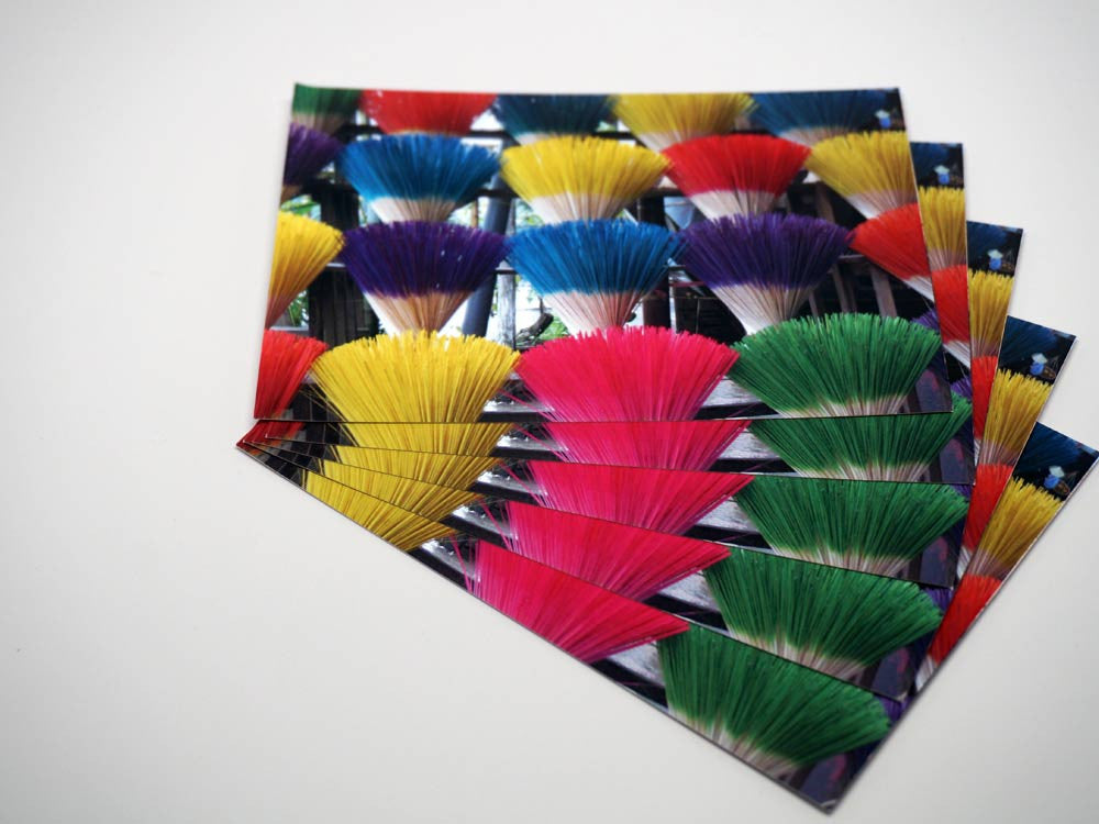 Postcard - colourful incenses 5 pieces