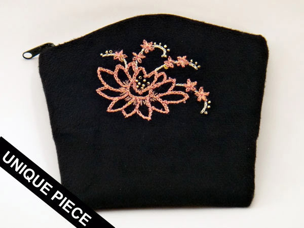 Lotus flower handmade embroidery case