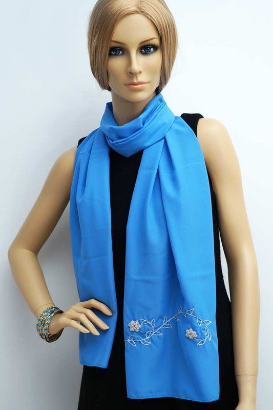Metal thread embroidery handmade scarf