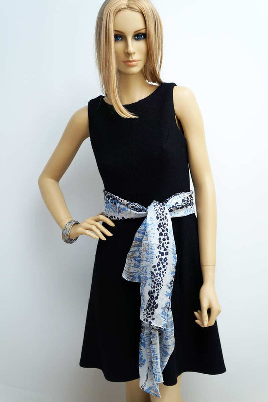 Spotted blue and white design light scarf