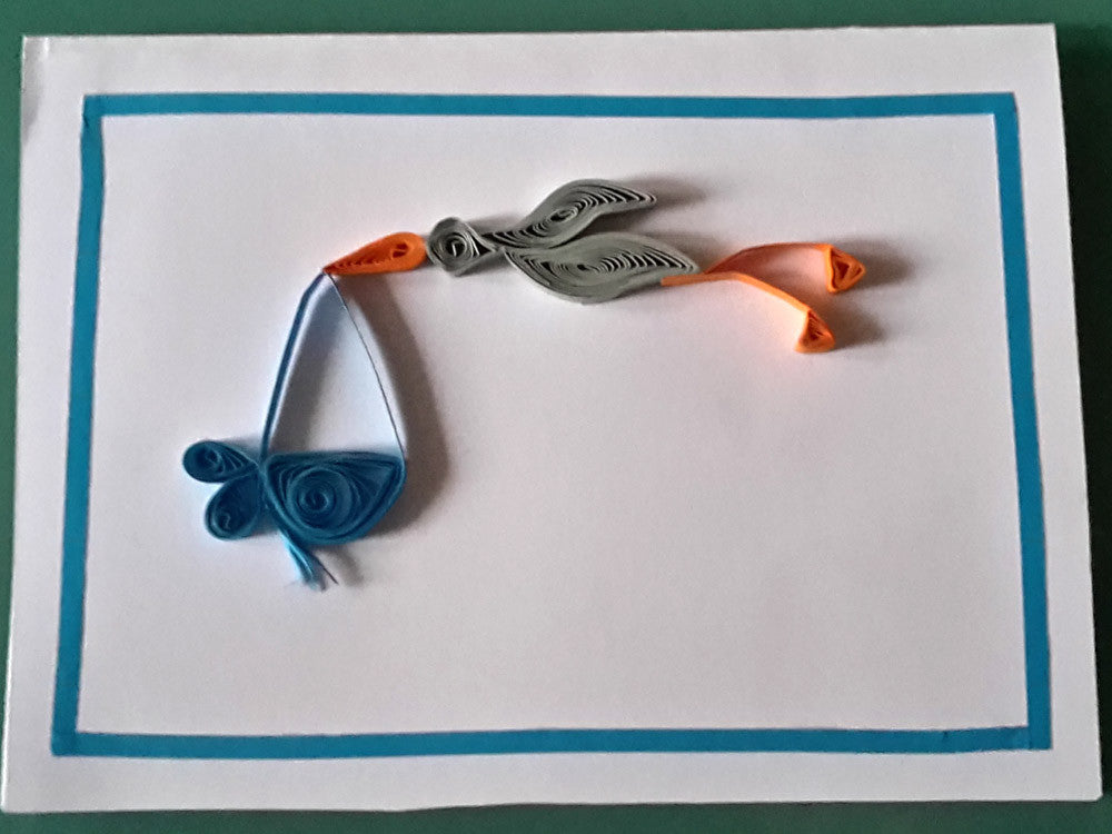 Paper filigree handmade Baptism/new born baby boy card