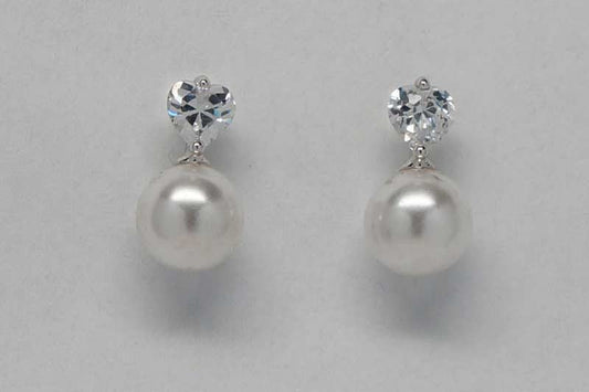 Heart crystals and pearls earrings